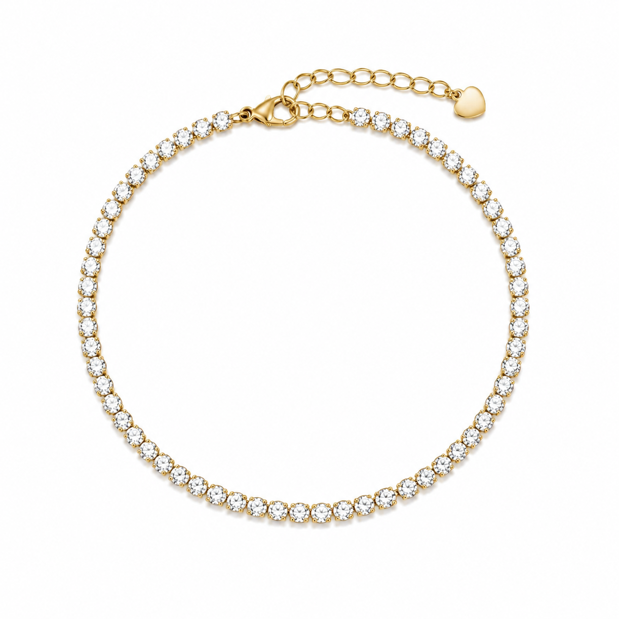 Cavigliera tennis con zirconi in acciaio oro