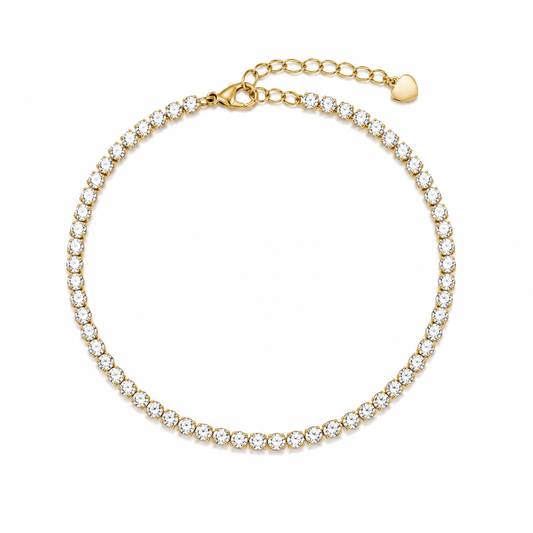Cavigliera tennis con zirconi in acciaio oro
