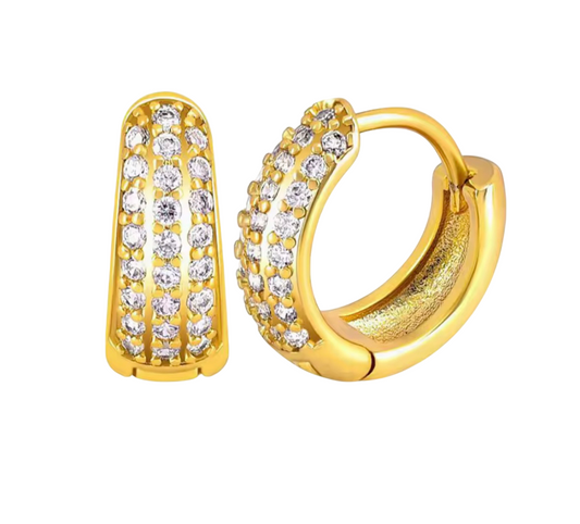 Orecchini mini cerchi in argento 925 dorato con zirconi