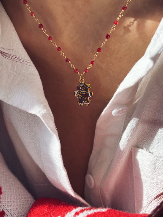 Collana natalizia con ciondolo omino di pan di zenzero