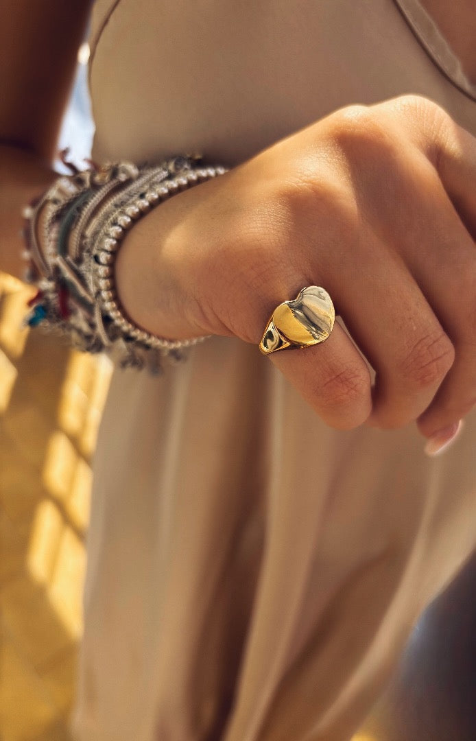 Anello cuore da mignolo in acciaio