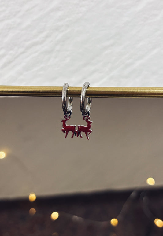 Orecchini natalizi in acciaio - renna