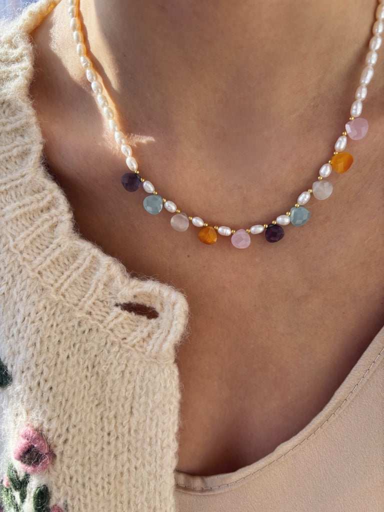 Paulette - Gocciolina con perle di fiume e gocce multicolor