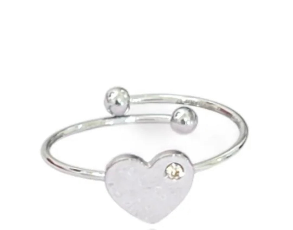 Anello cuore in acciaio con mini zircone