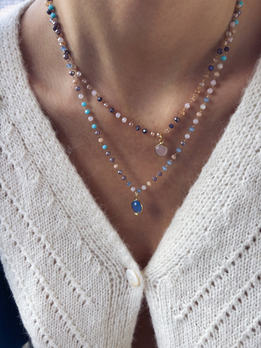 Collane rosario in acciaio con pietre dure