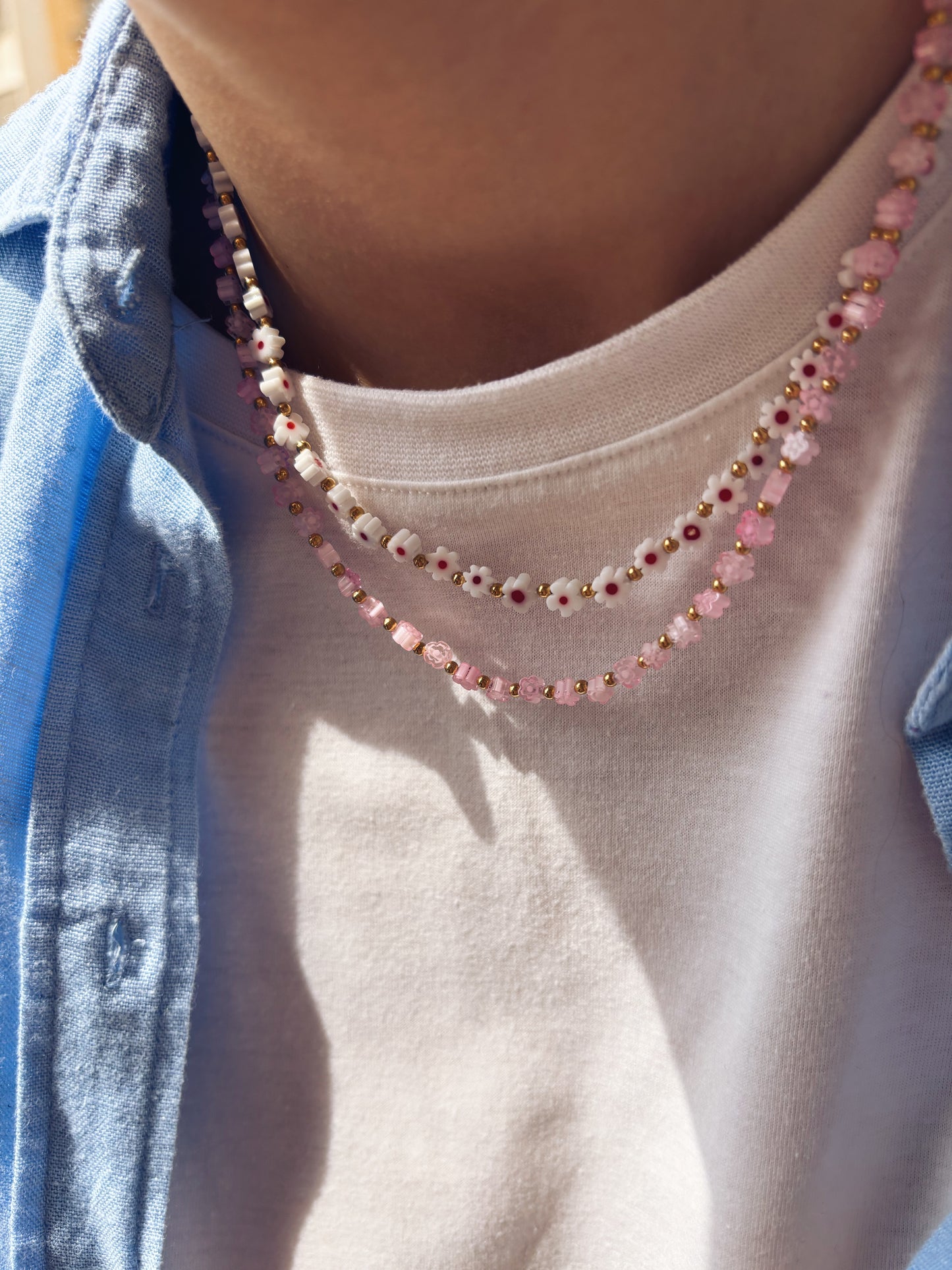 Collana con margherite in vetro di Murano - nuovi colori