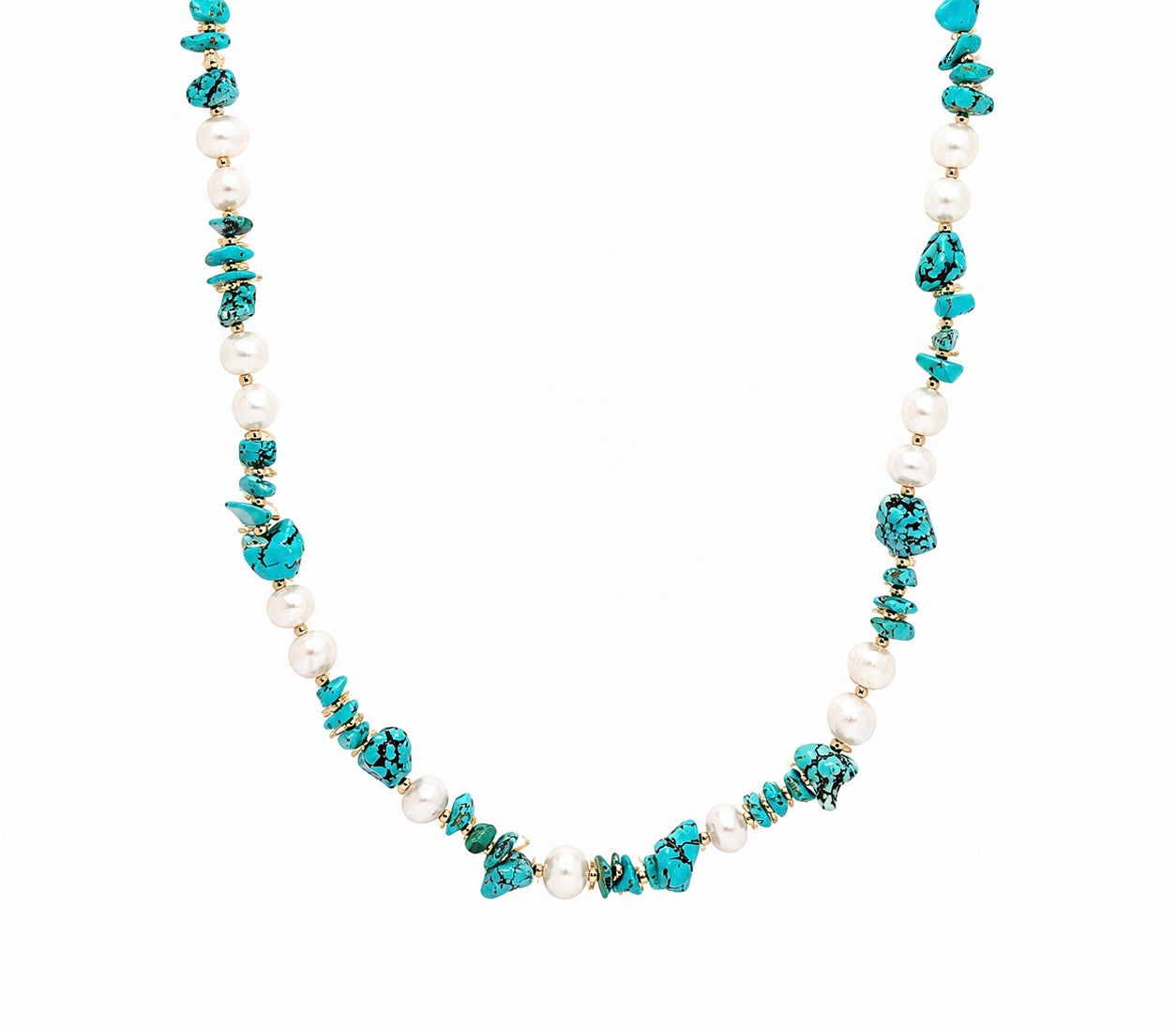 Collana in pasta di turchese e perle di fiume