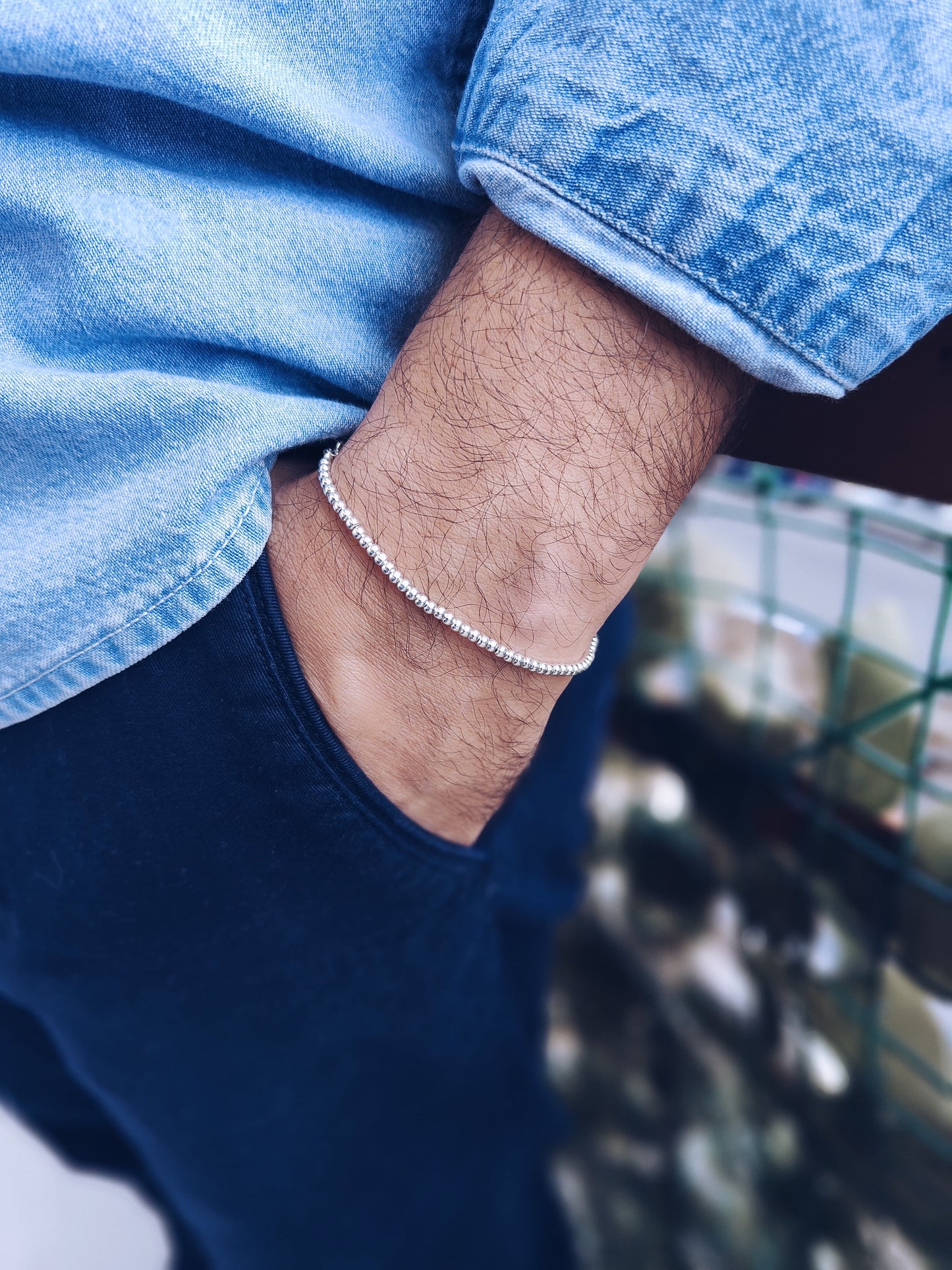 Bracciale con micro perline in argento 925