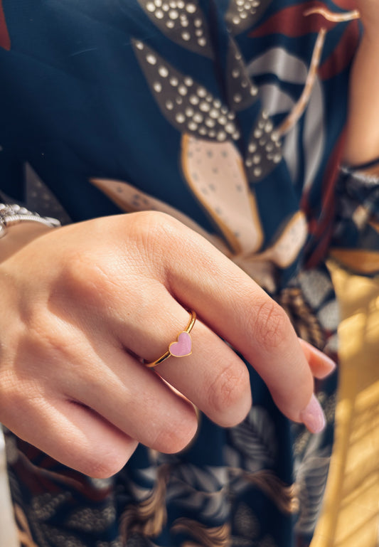 Con amore - Anello in ottone con cuore smaltato