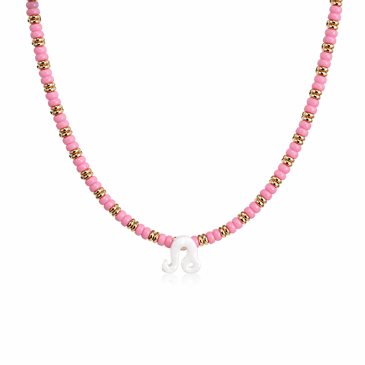 Collana con perline in vetro e segno zodiacale in madreperla