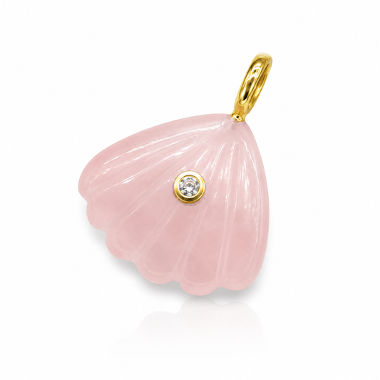 Charm conchiglia in quarzo rosa