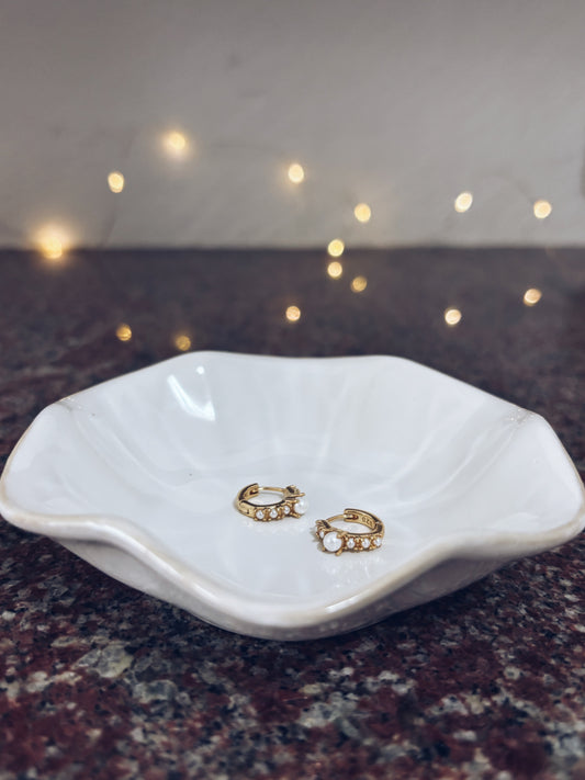 Orecchini mini cerchi in argento 925 dorato con perline