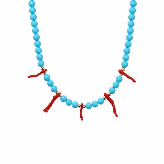 Collana in pasta di corallo e turchese
