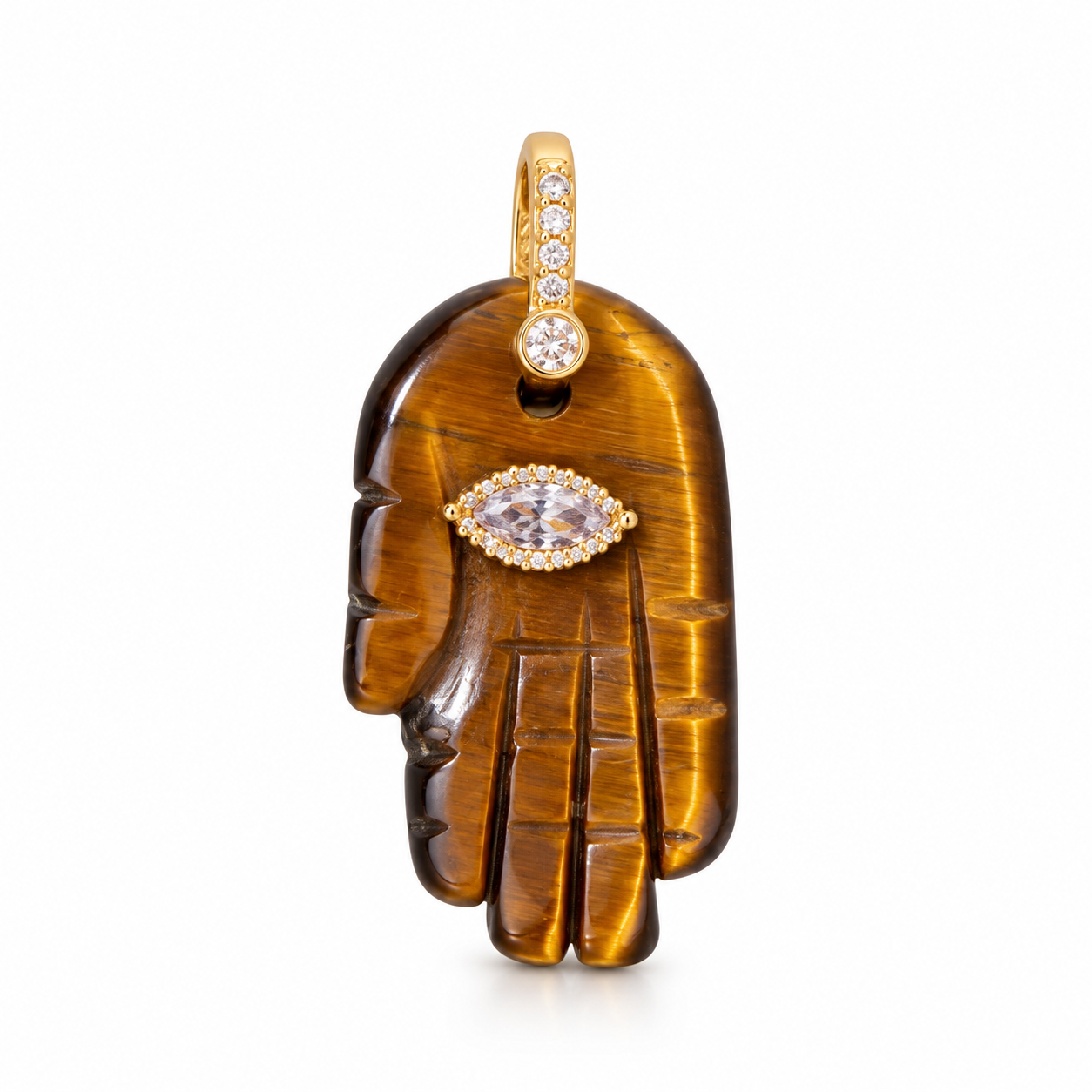 Charm mano di Fatima in occhio di tigre