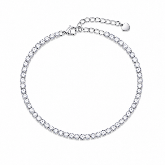 Cavigliera tennis con zirconi in acciaio silver
