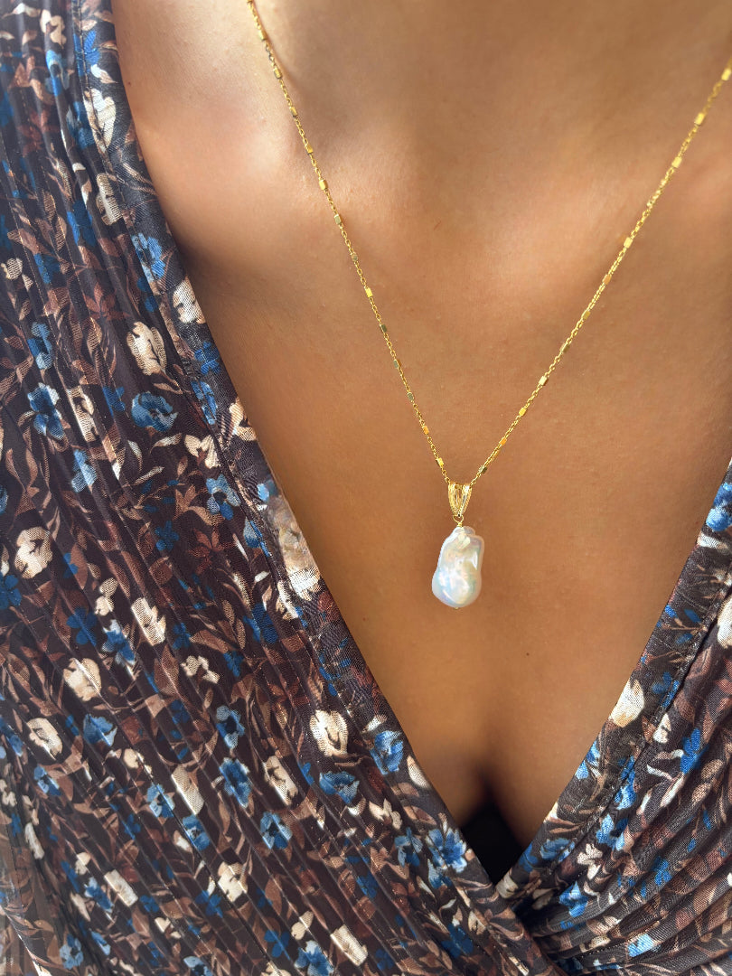 Collana con dadini in argento 925 e perla barocca