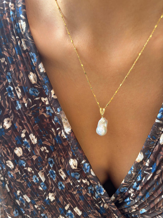 Collana con dadini in argento 925 e perla barocca
