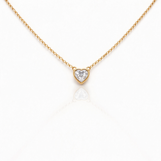 Collana in acciaio con cuore con zircone