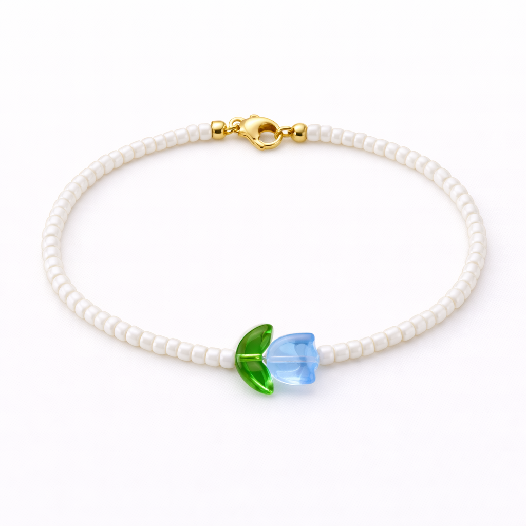Bracciali con perline in vetro e tulipano