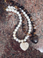 Collana con perline e cuore in resina