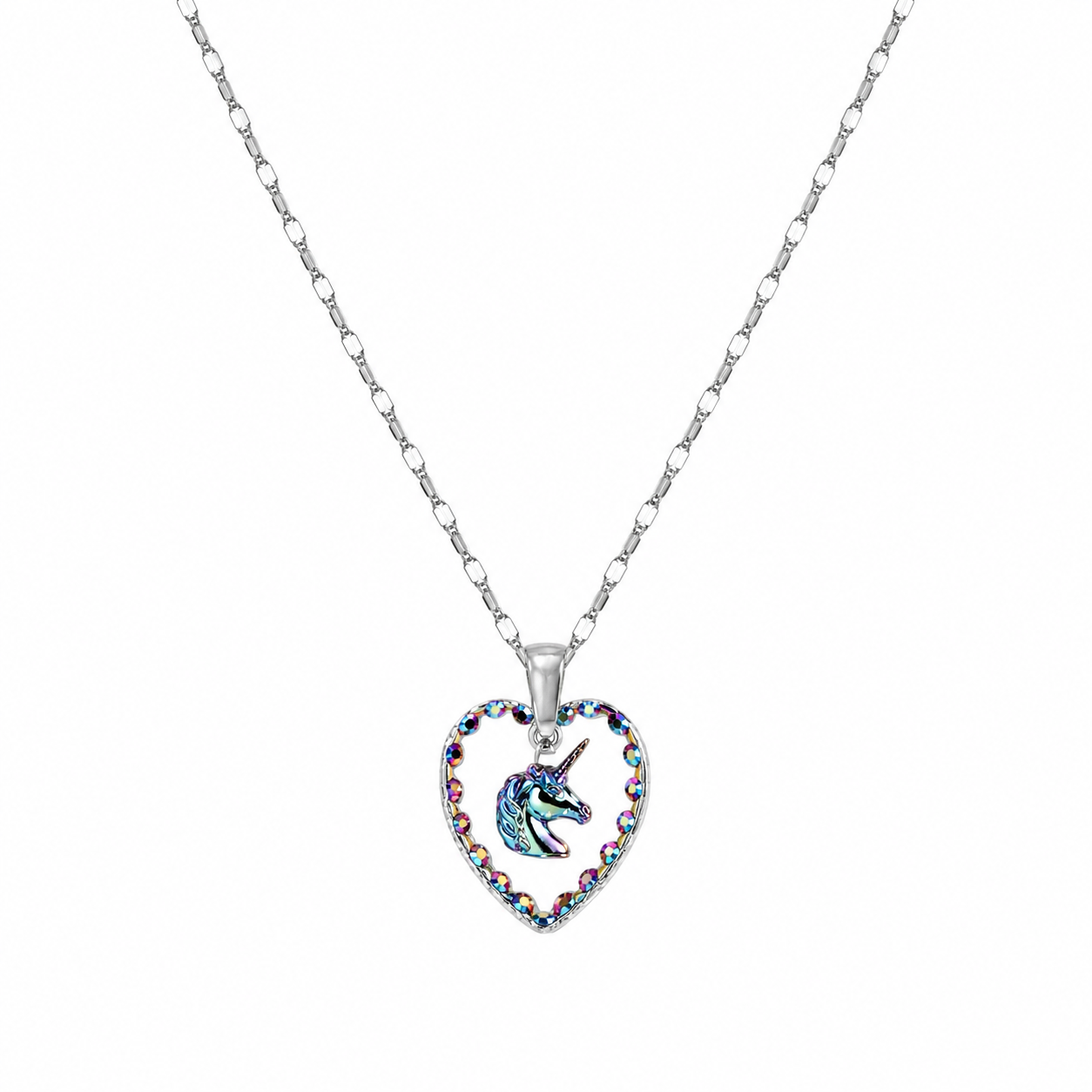 Collana in acciaio con ciondolo vintage in vetro