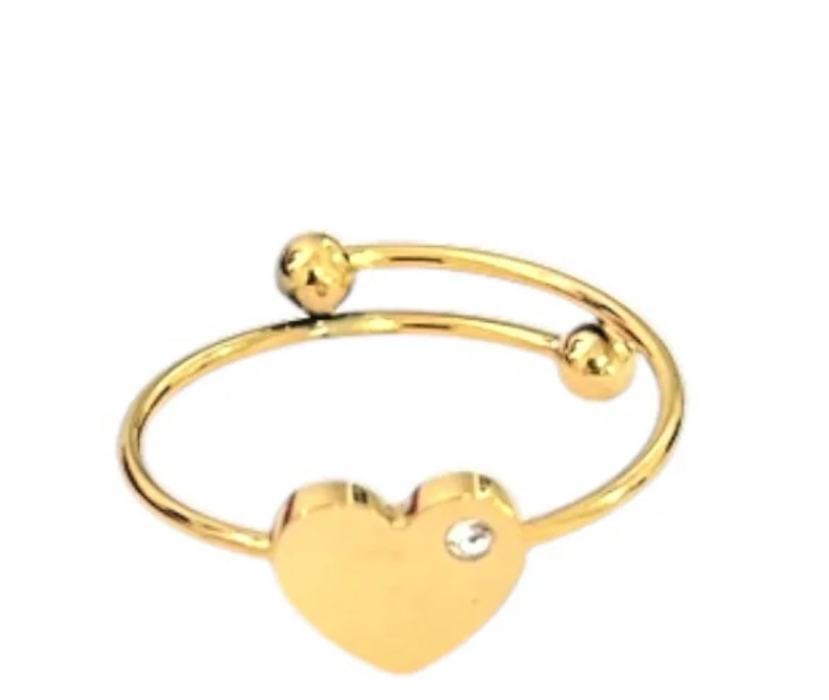 Anello cuore in acciaio con mini zircone