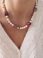 Collana con perle naturali e fragole in vetro