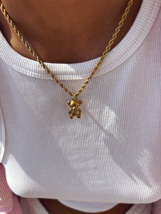 Collana in acciaio con orsetto