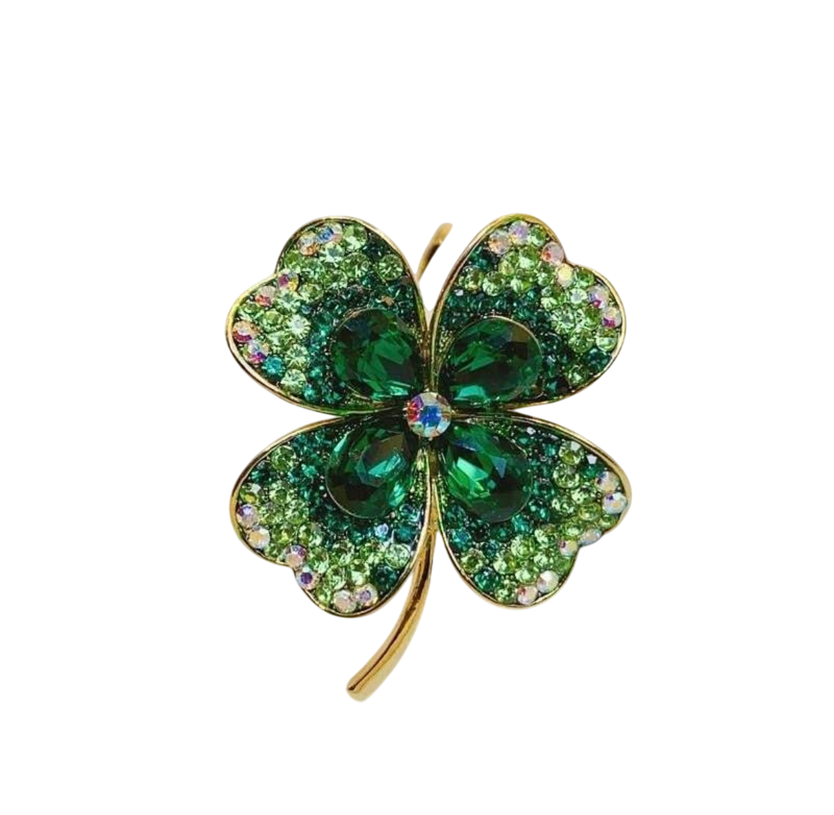 Spilla gioiello a forma di quadrifoglio con strass