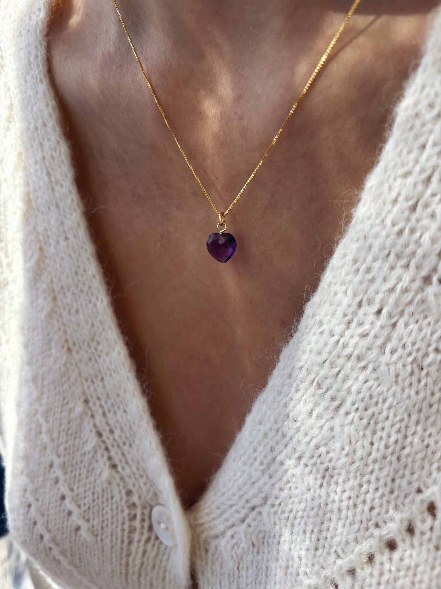 Collana in argento 925 con cuore in pietra dura sfaccettata