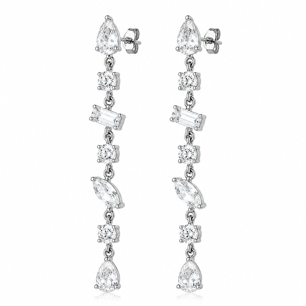 Orecchini a lobo con zirconi silver