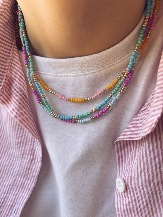 Collane con perline in vetro multicolor