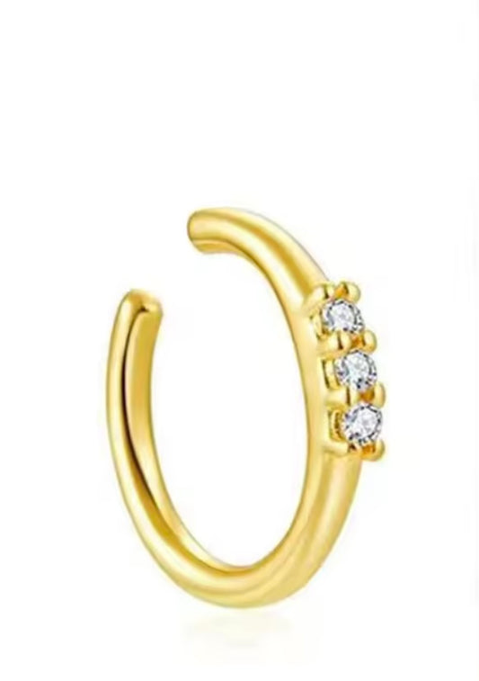 Earcuff in argento 925 dorato con zirconi
