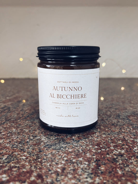 Autunno al bicchiere - candela alla cera di soia