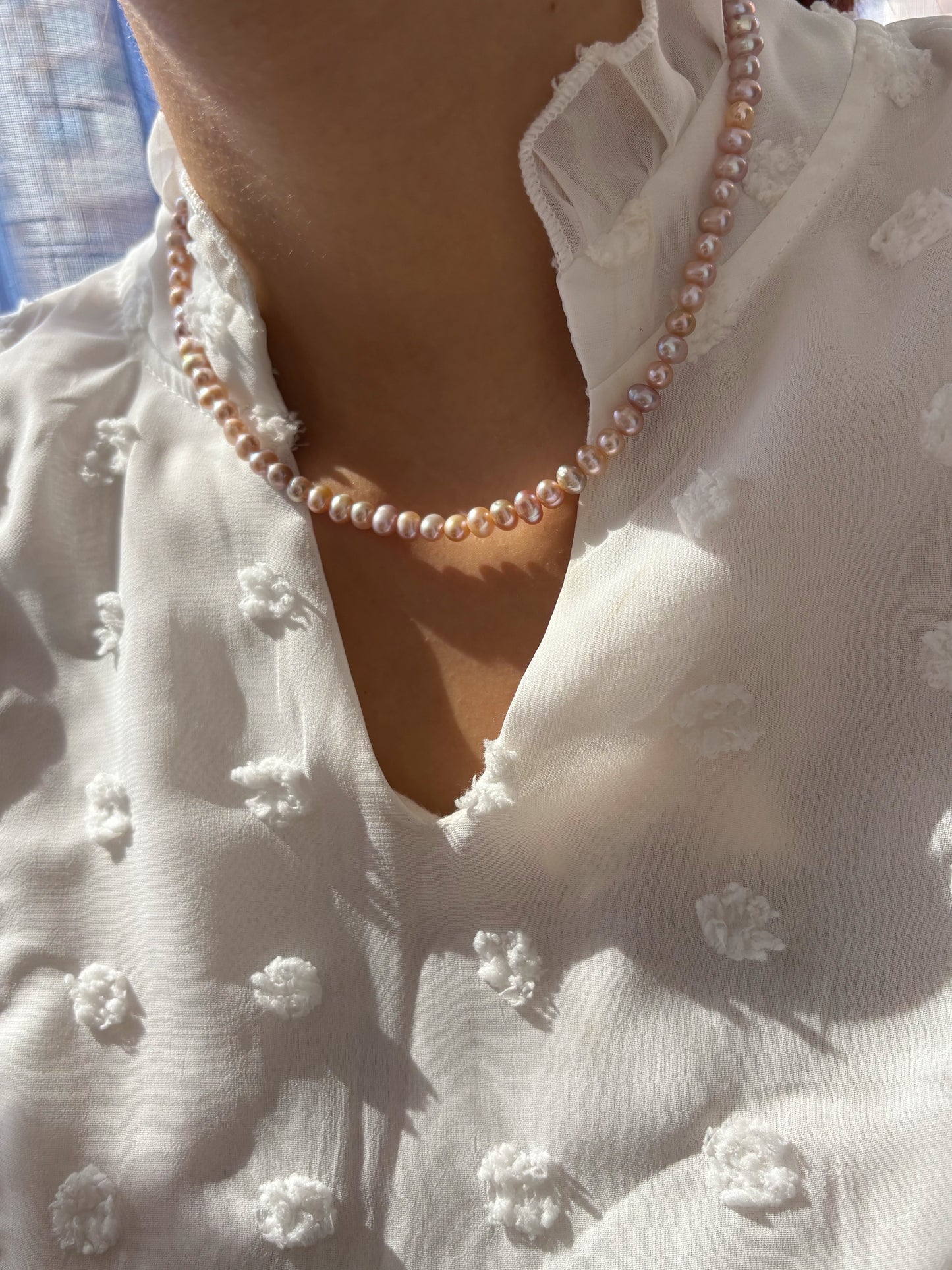 Collana con perle modello cipolla rosa cipria