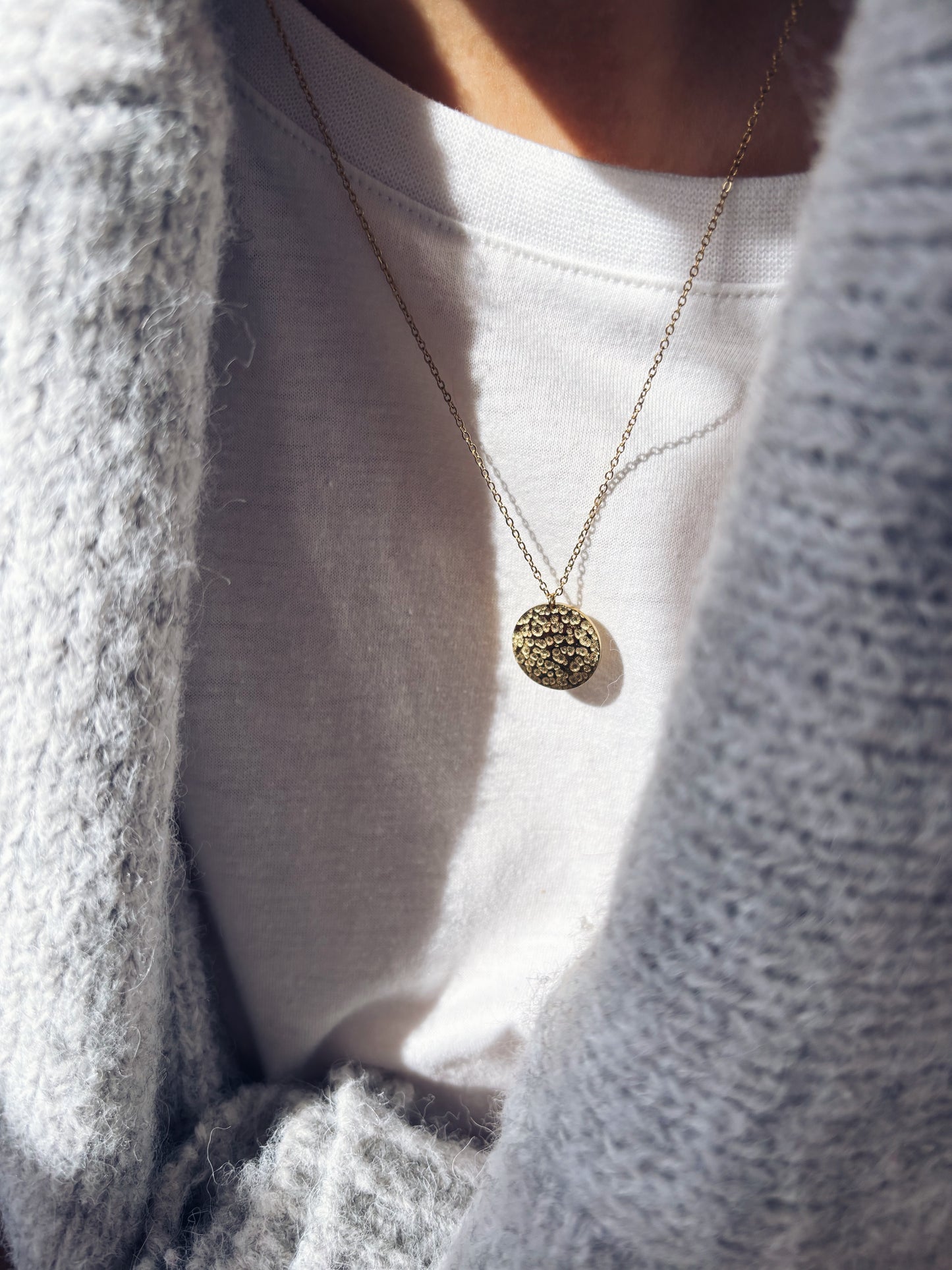 Collana moneta in acciaio dorato