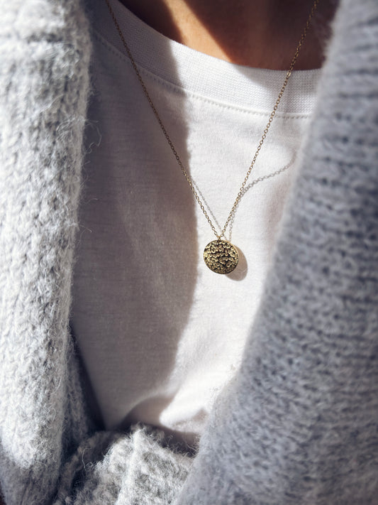 Collana moneta in acciaio dorato