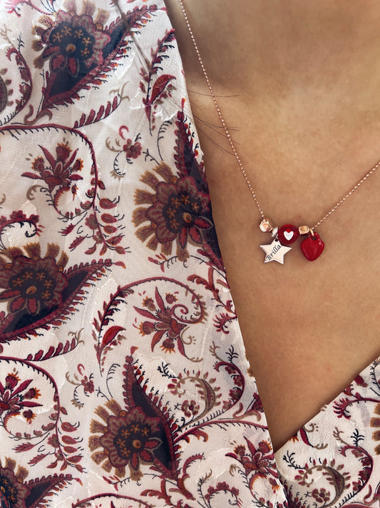 Brilla - Collana con pepite, rondelle e stella incisa