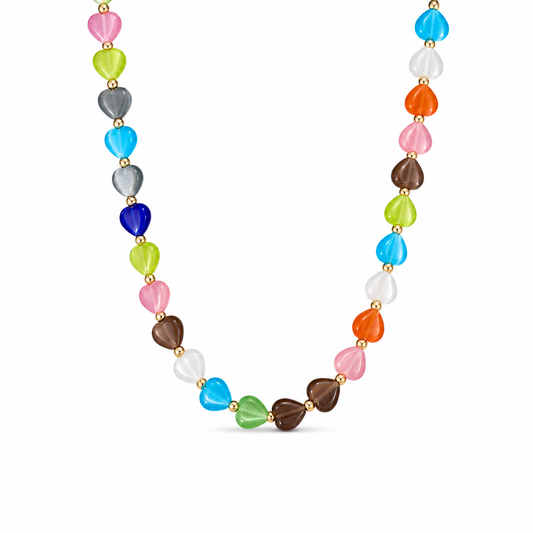 Collana cuori multicolor in occhio di tigre