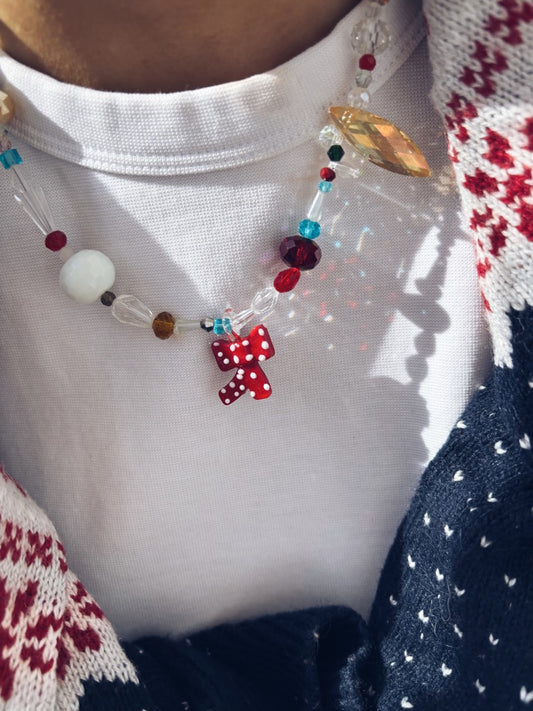 Collana natalizia in vetro - fiocco