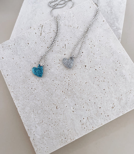 Collana in argento 925 con cuore glitter