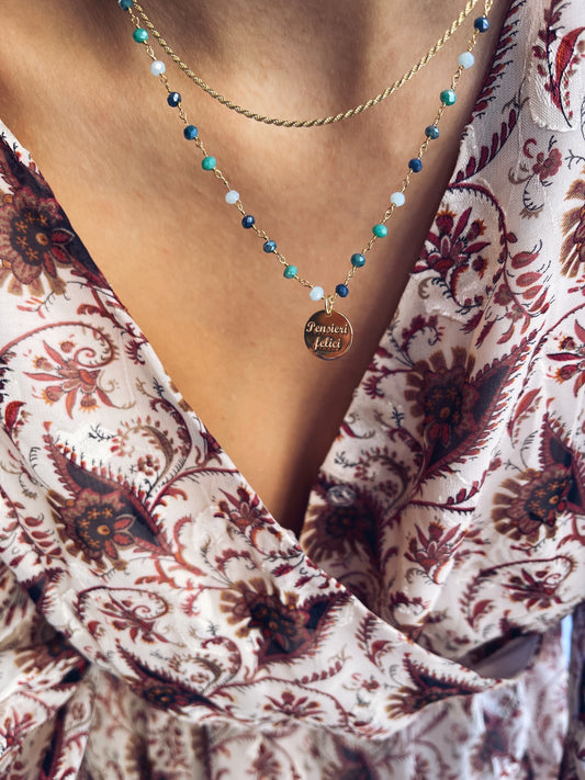 Collana in argento 925 a doppio filo con medaglietta incisa