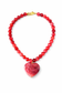 Collana con perline e cuore in resina