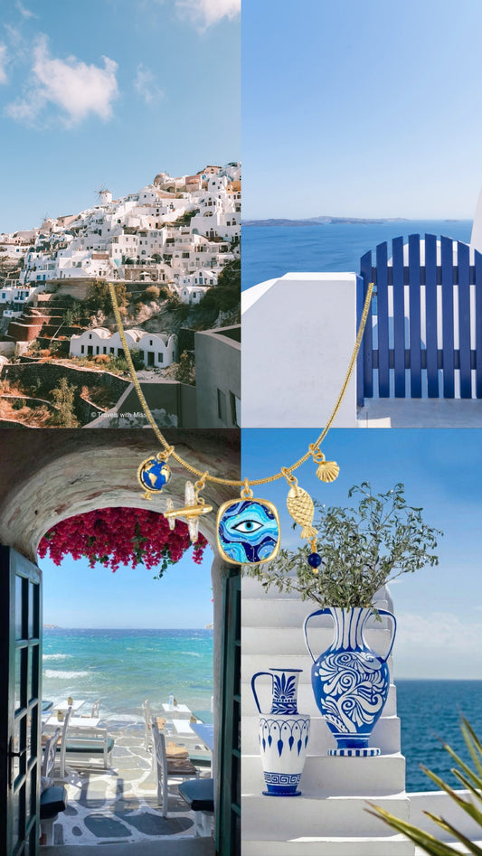 Santorini - Collana multicharm con ciondoli a tema