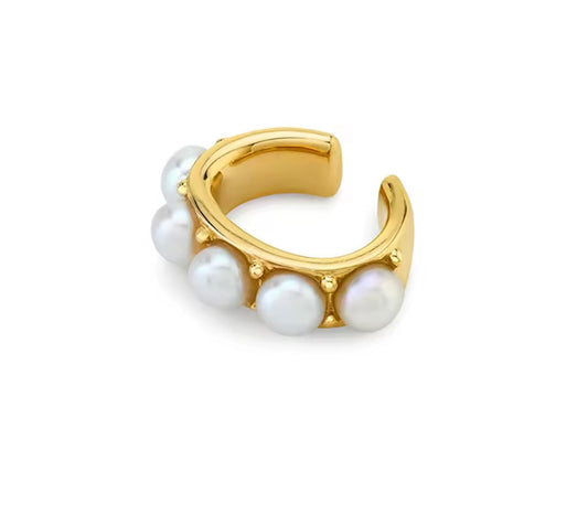 Earcuff in argento 925 dorato con perline