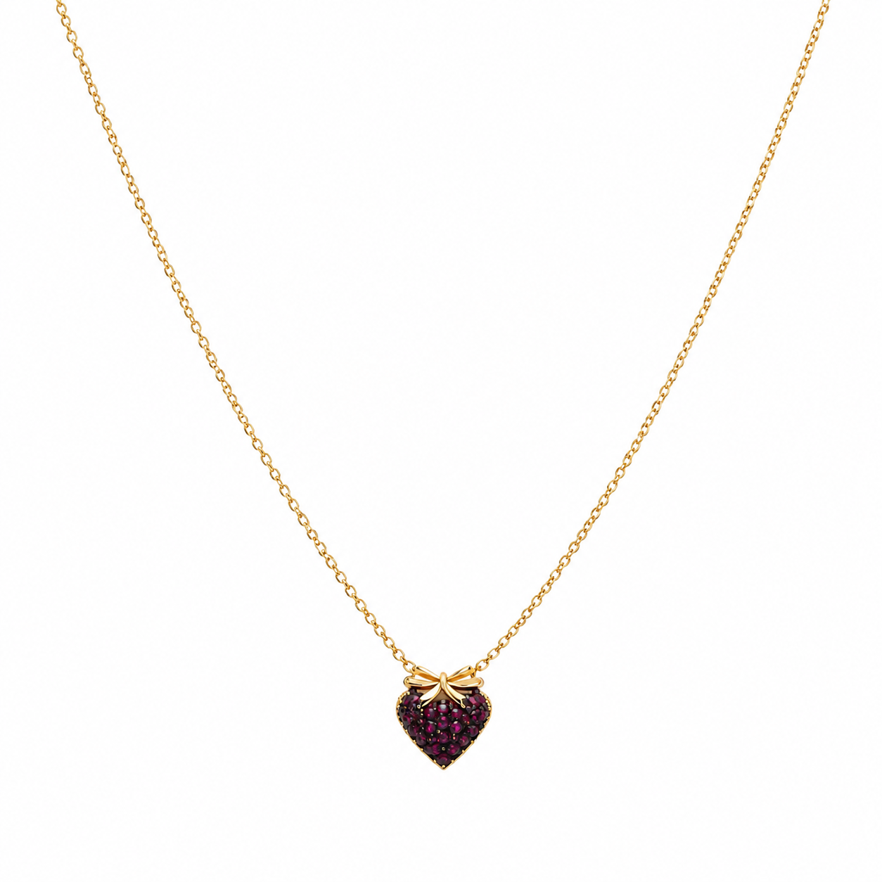 Collana in acciaio con fragola con zirconi