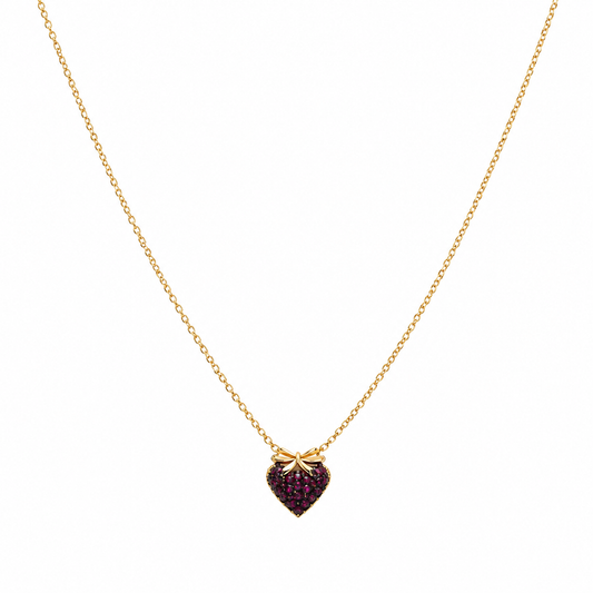 Collana in acciaio con fragola con zirconi