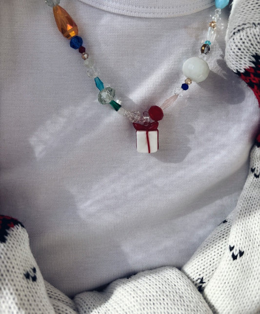 Collana natalizia in vetro - pacchettino regalo