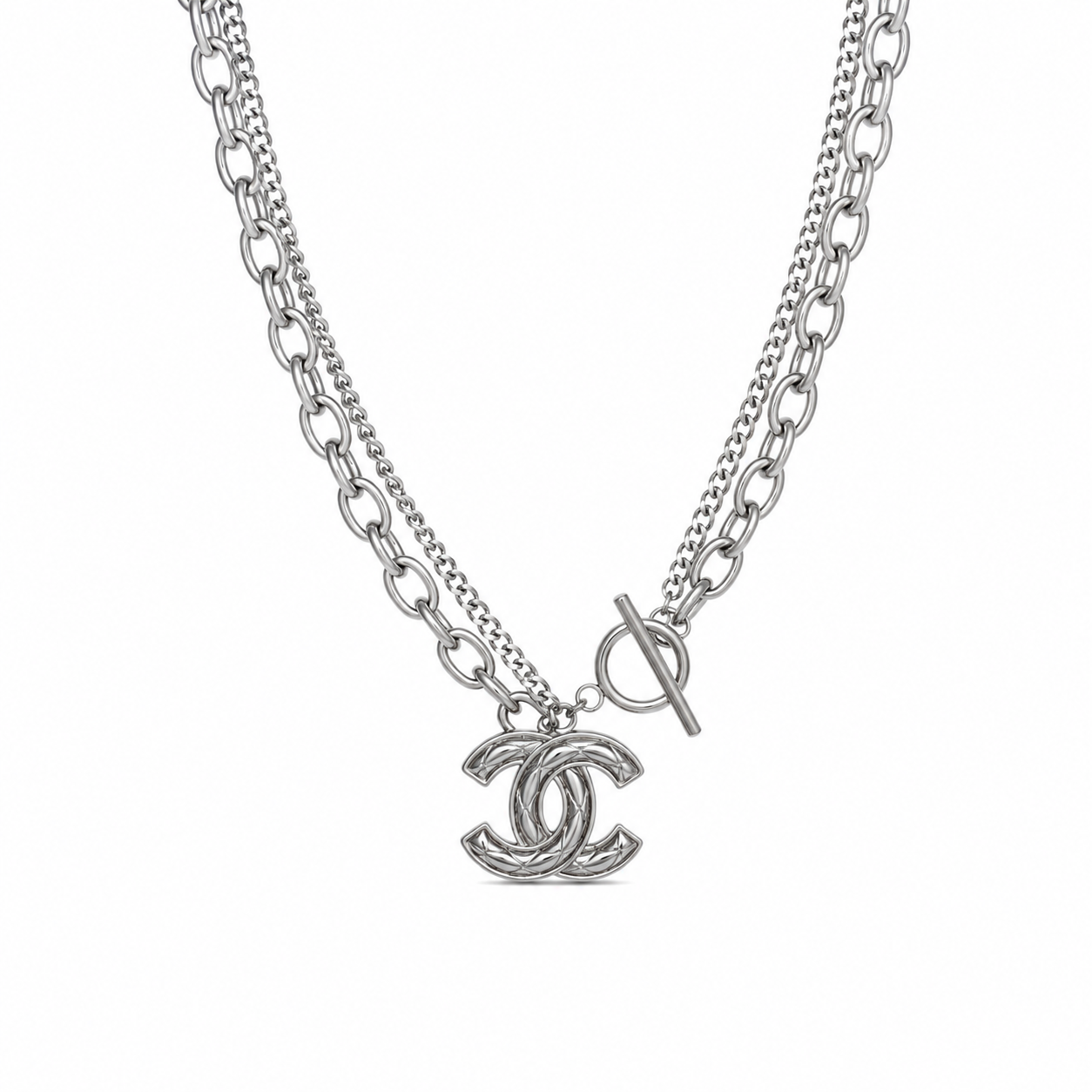 Collana con charm e catena in acciaio
