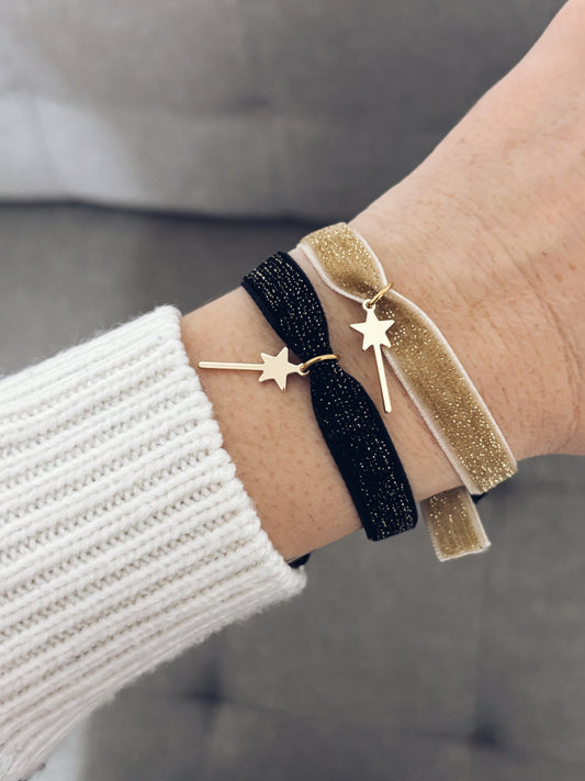 Bracciale in tessuto glitter e bacchetta magica